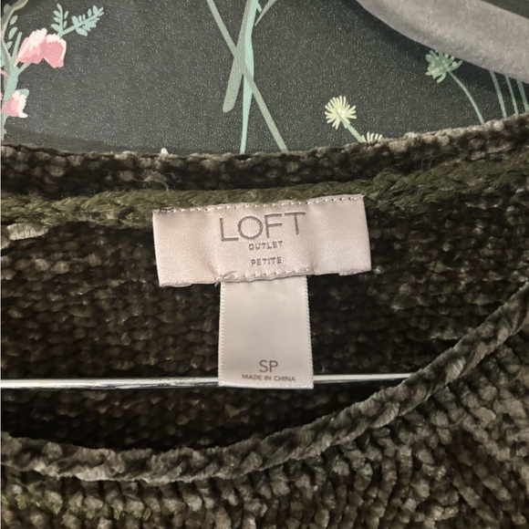 LOFT Forest Green Chenille Textured Boat Neck Sweater | Cozy Soft Knit | Size SP - Picture 3 of 4